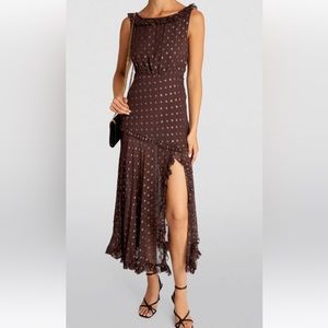 RIXO London Polka Dot Barrette Midi Dress